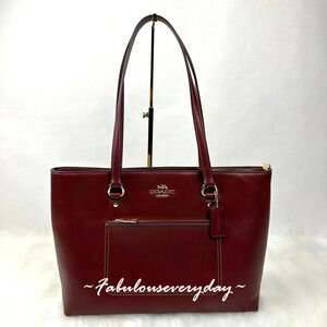 Coach Station Tote Bag In Leather/Gold/Maroon CCF01 NWT